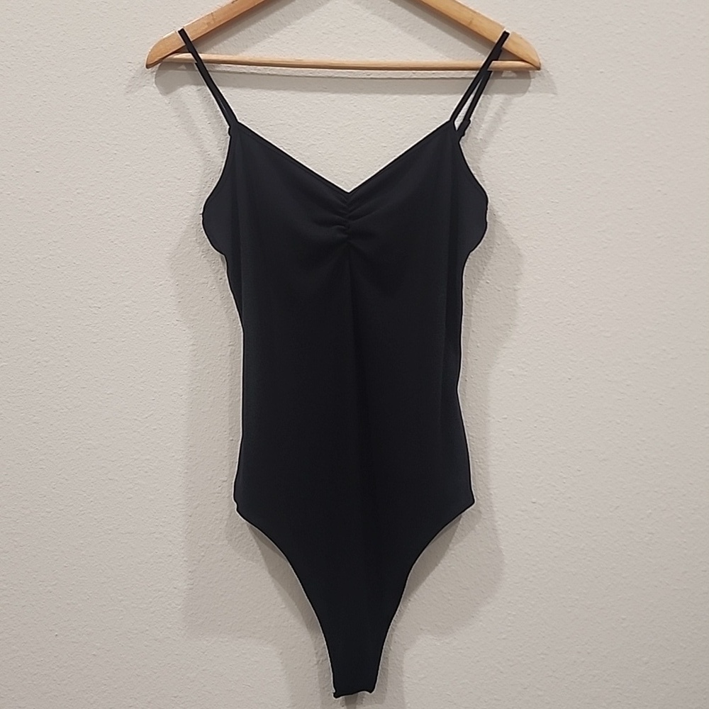 American Eagle Outfitters Ribbed Black Bodysuit Size Large